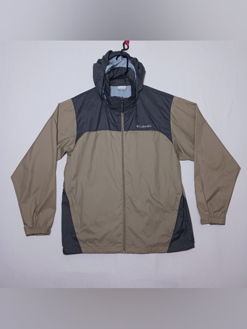 Columbia Mens Glennaker Lake II Hooded Rain Jacket Large Tan Black RM2015
